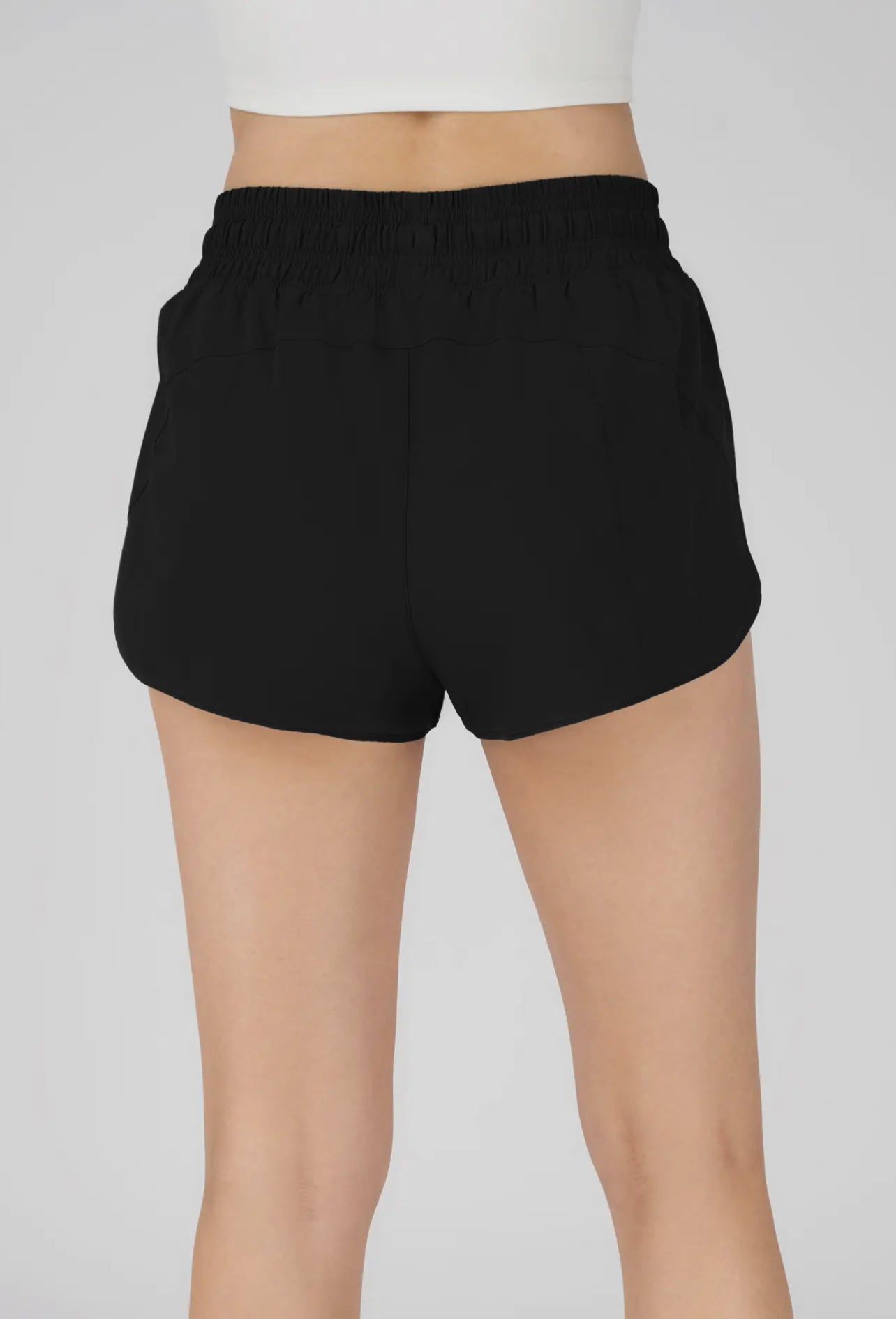 Girls Black Athletic Shorts with Mesh Liner