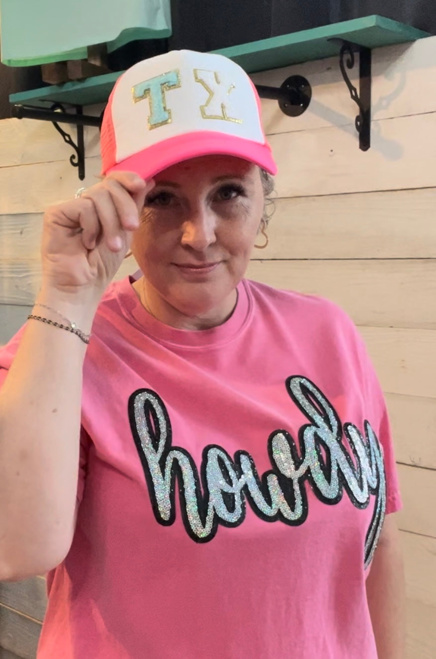 HOWDY sequin Pink Tee