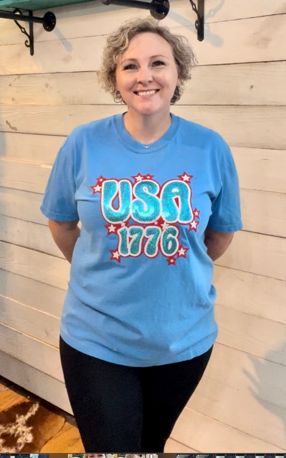 USA 1776 Sequin Patch Tee
