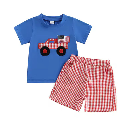 American Truck Embroidered Short Set