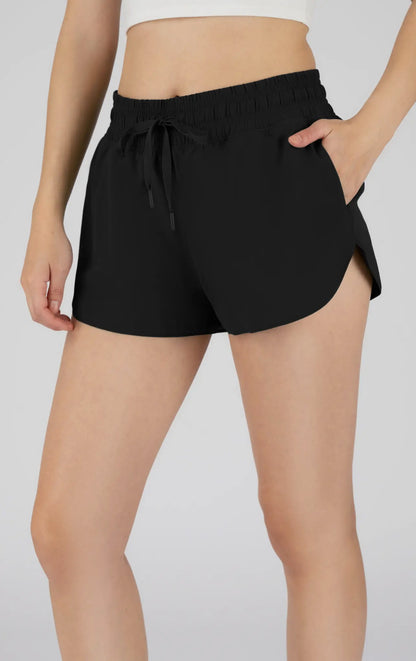 Girls Black Athletic Shorts with Mesh Liner