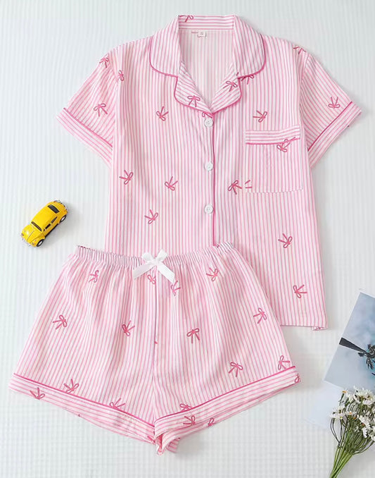 Pink Striped Bow PJ’s