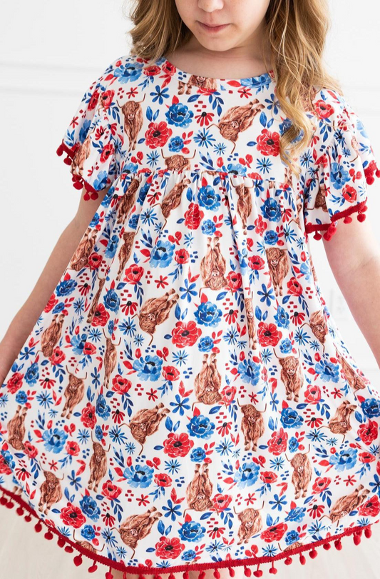 Highland Cow Pom Pom Dress