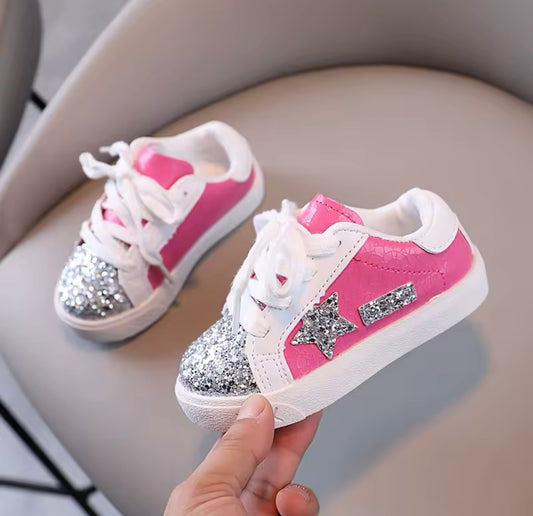 Pink Sequin Girls Tennis Shoes