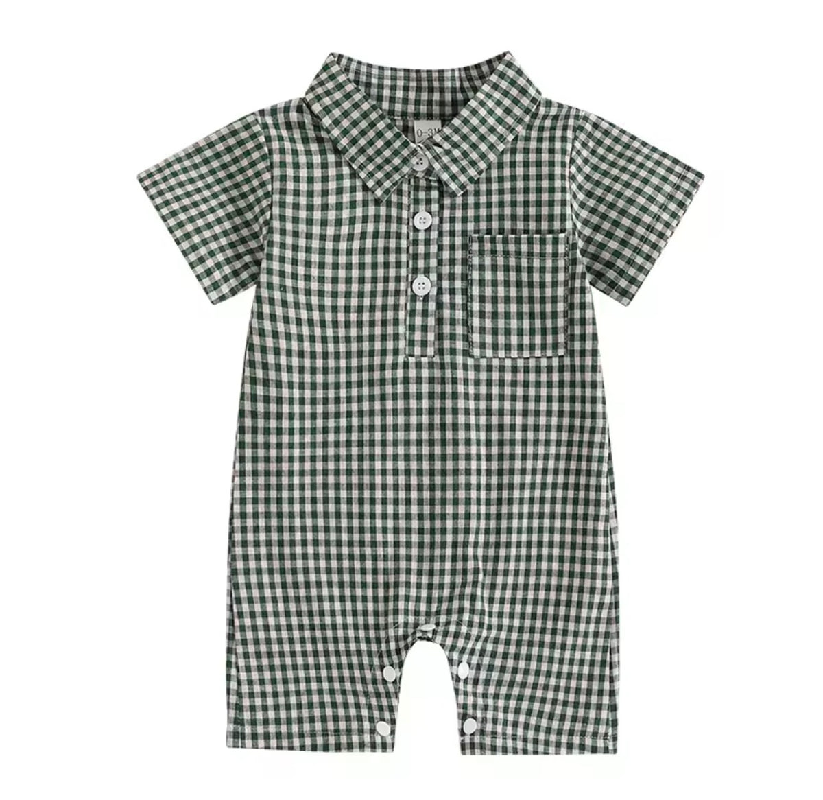 Green Plaid Fall Romper