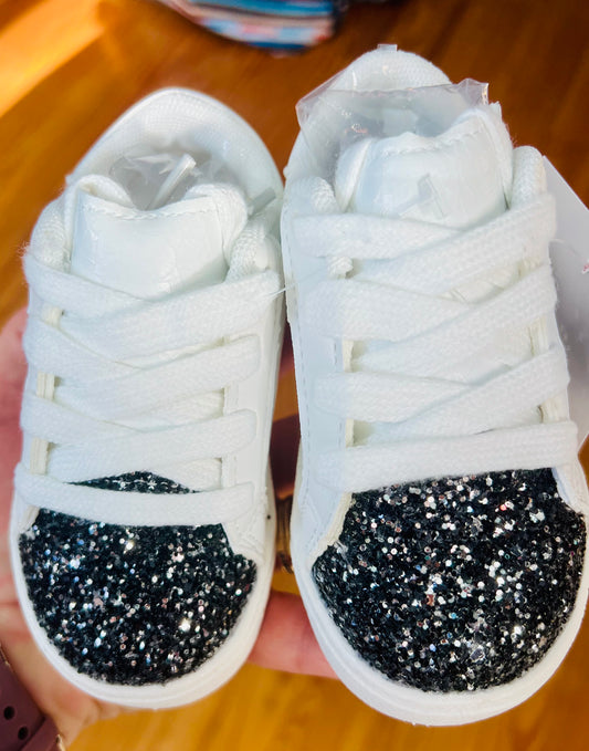 Black Sequin Girls Tennis Shoes