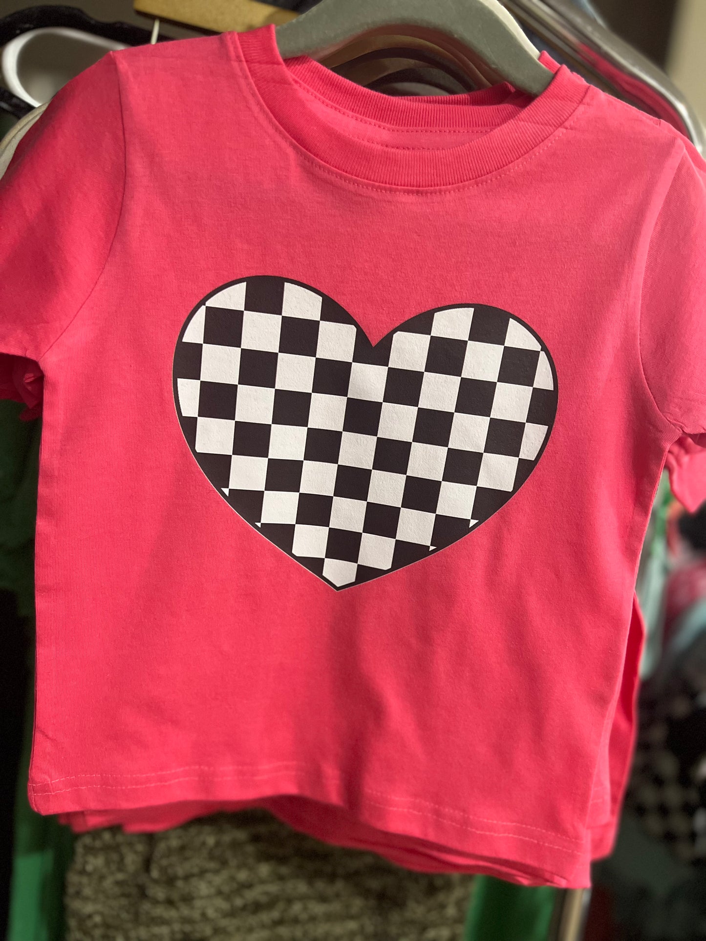 Checkered Heart Pink Tee