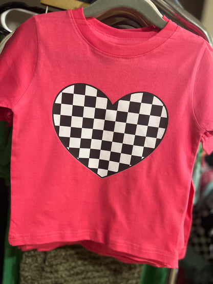 Checkered Heart Pink Tee