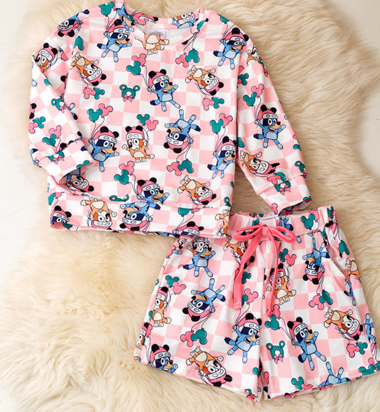 Checkered Pink Blue PJs