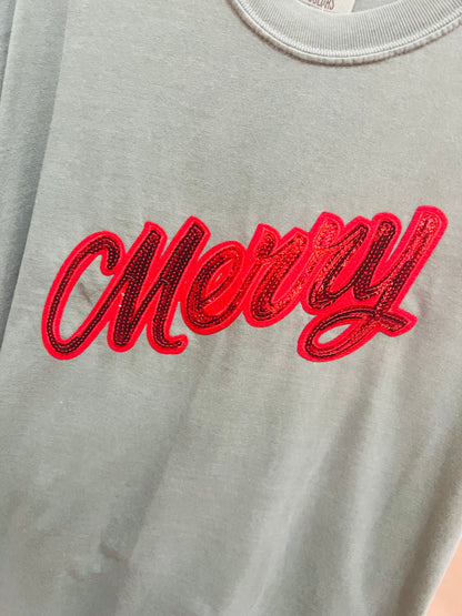 Merry Sequin Comfort Colors Long Sleeve Tee