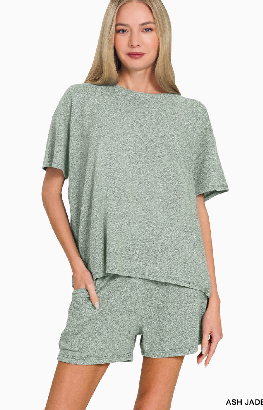 Soft Melange Short Sleeve Short Set