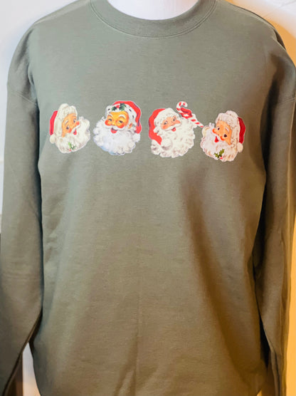 Vintage Santa on Green Crew