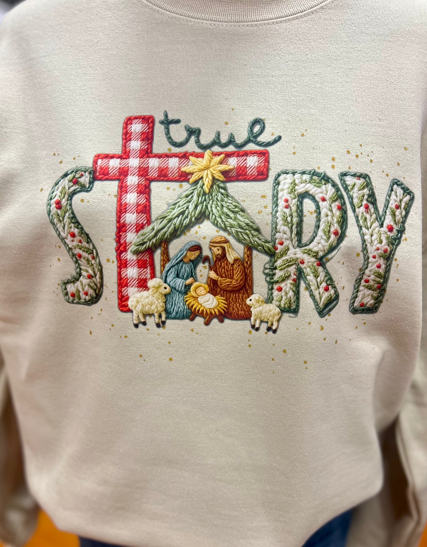 True Story Faux Yarn Crewneck