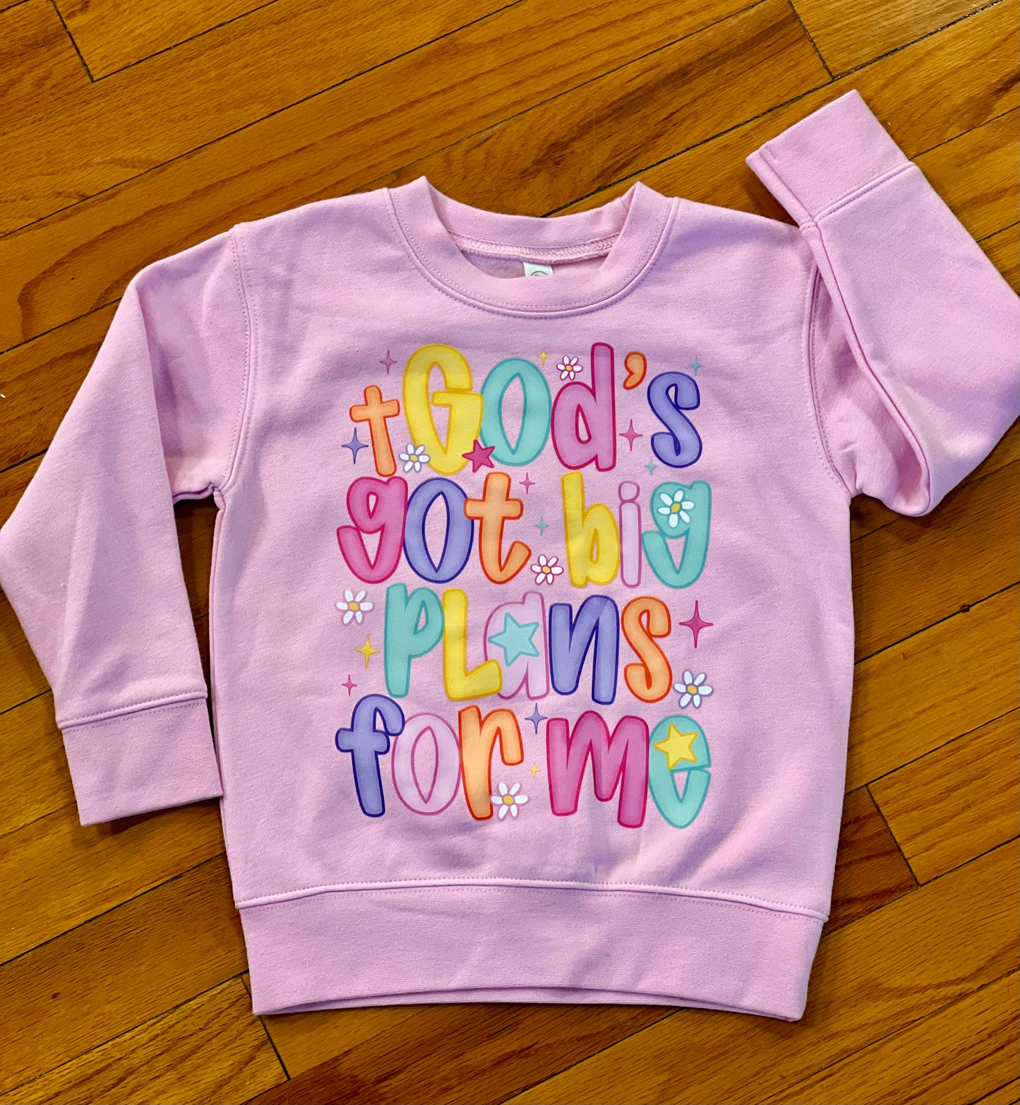 God’s Plan Pink Toddler Crewneck