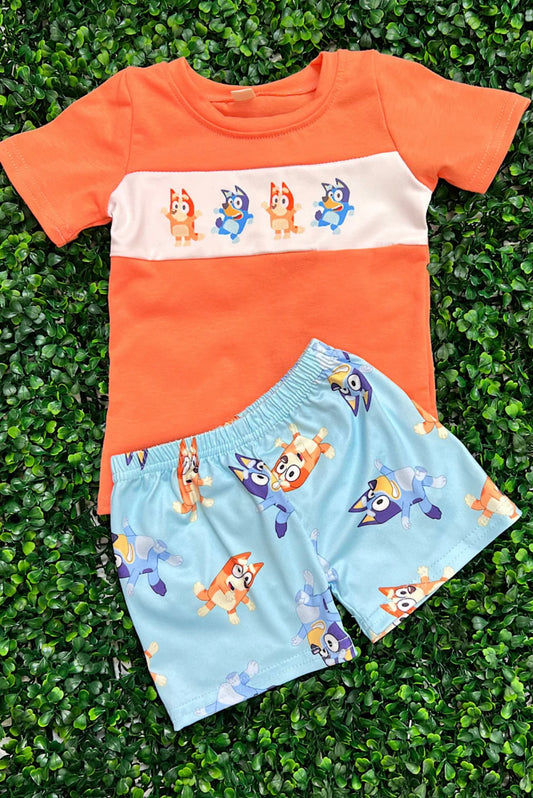 Blue & Orange Short Set