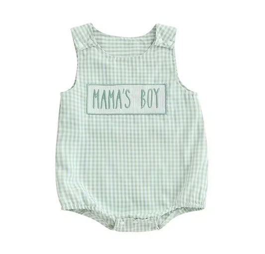 Mama’s Boy Blue Plaid Onesie