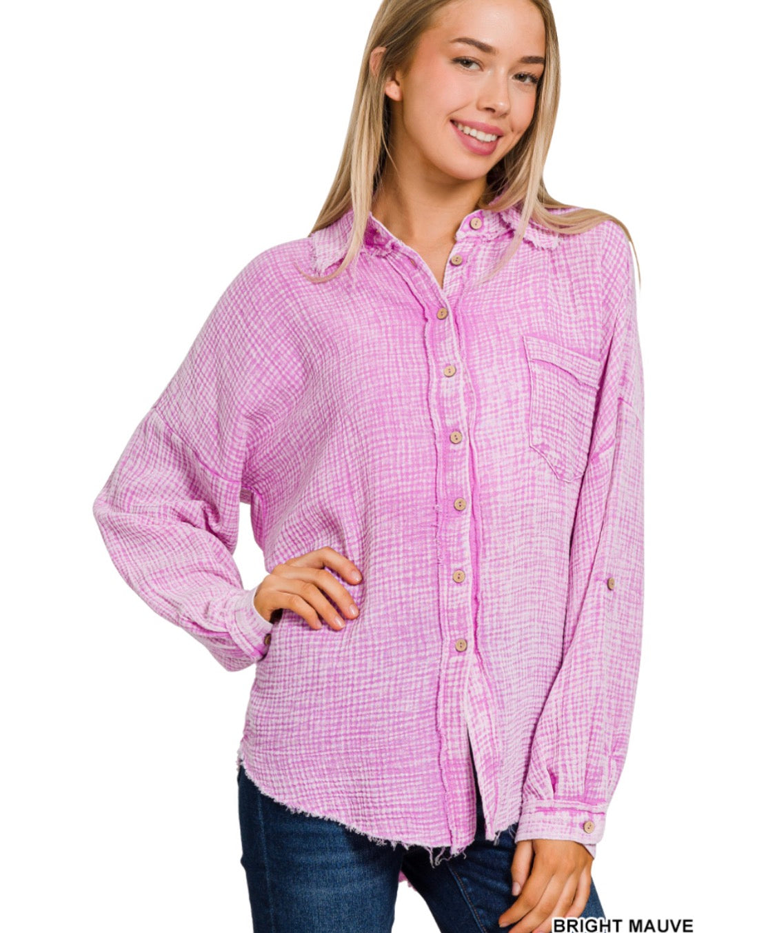 Gauze Button Down Top