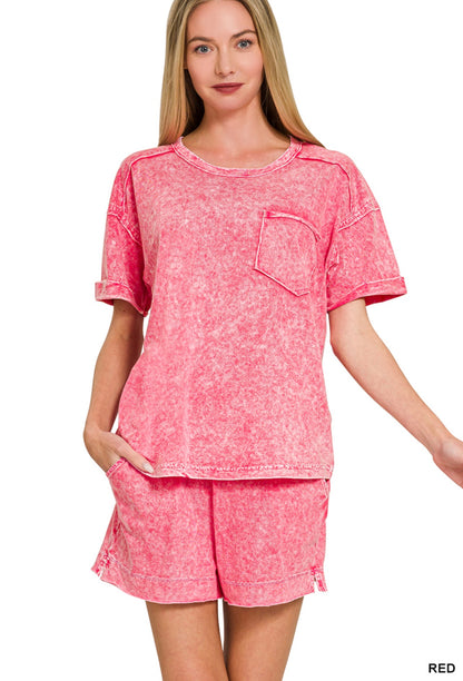 Halo Snow Washed Short Sleeve Short Set
