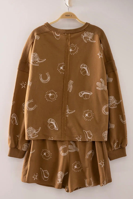 Western Print Chocolate Shoet Set