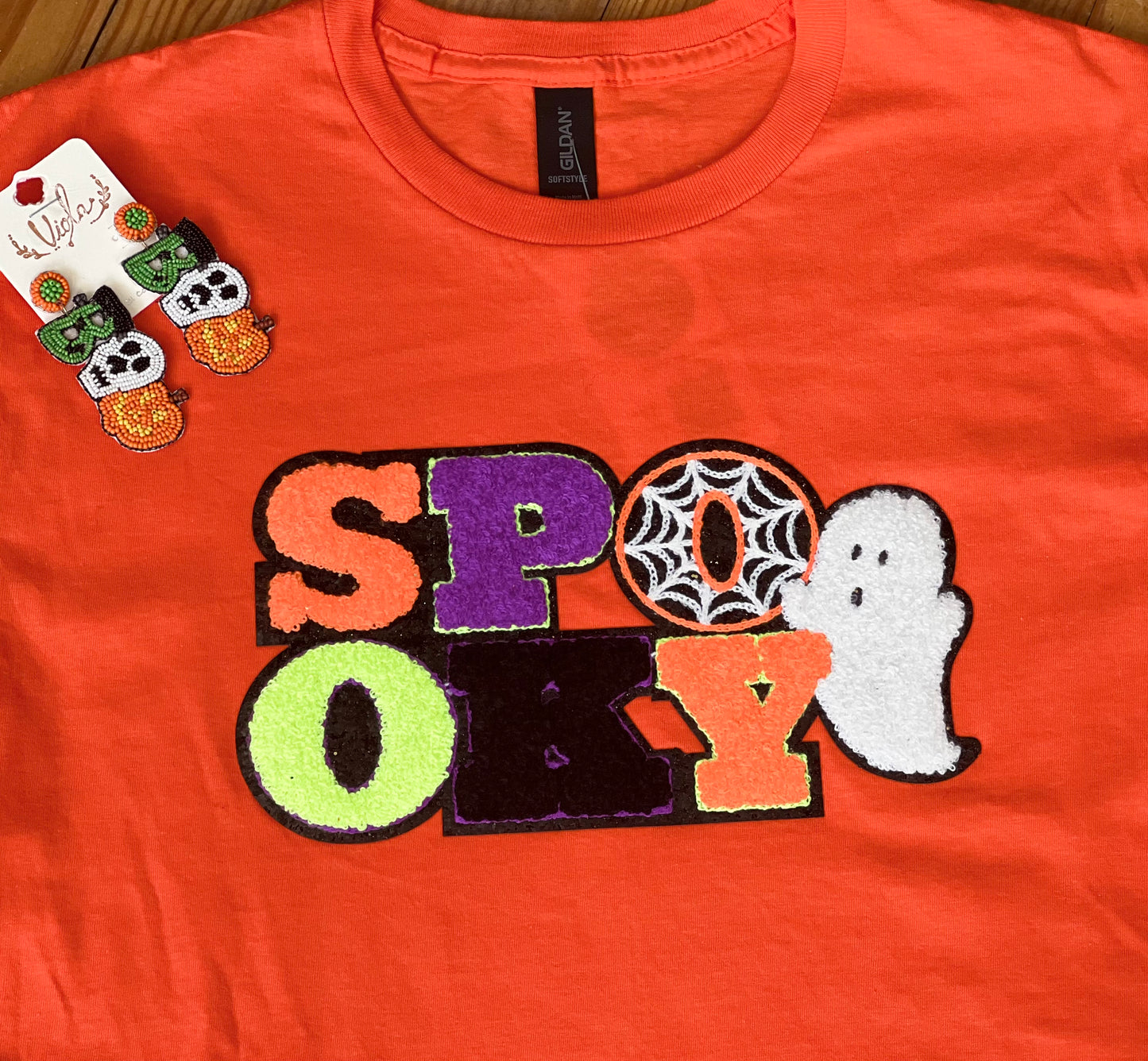 SPOOKY Chenille Patch Tees