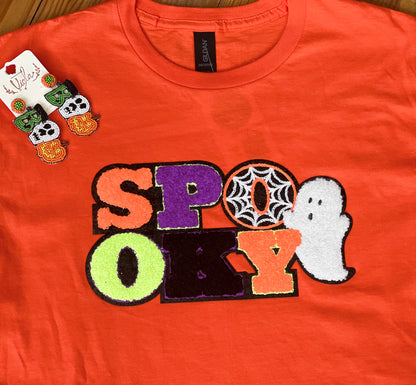 SPOOKY Chenille Patch Tees