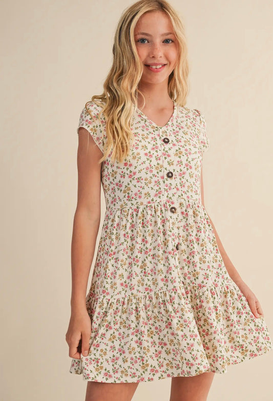 Girls Faux Button Down Dress