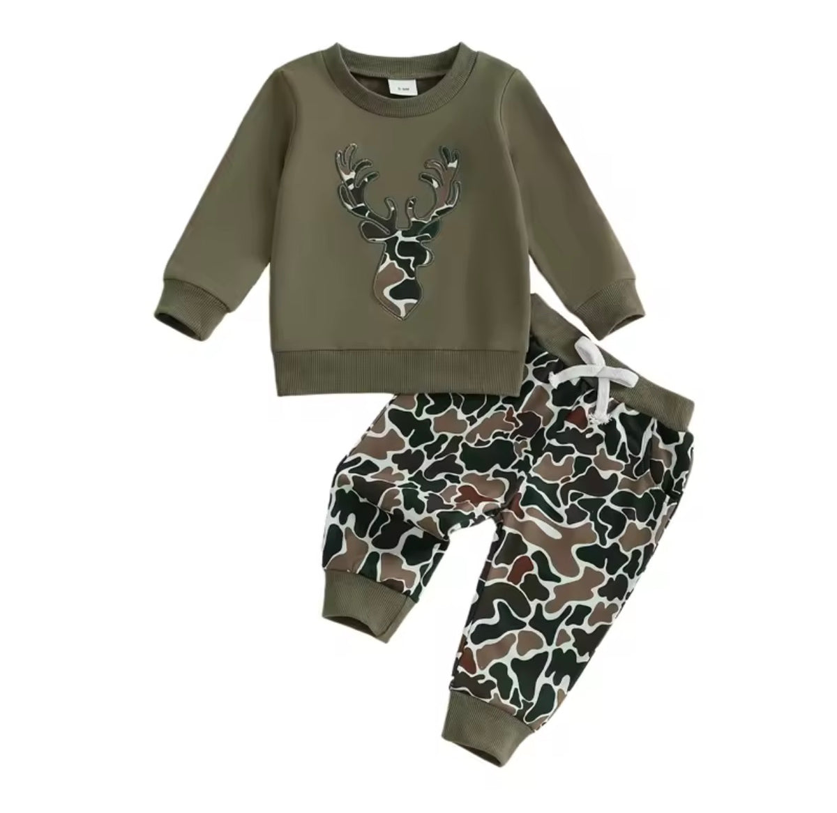 Buck Embroidered Camo Pant Set