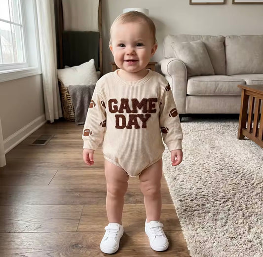 Game Day Football Waffle Romper