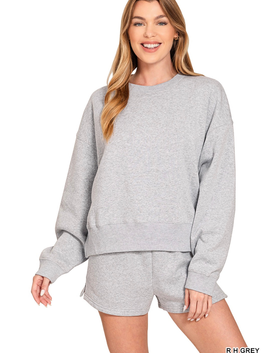 Fleece Long Sleeve Crewneck Short Set