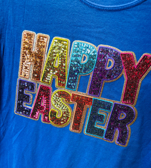 HAPPY EASTER sequin Comfort Color Tees