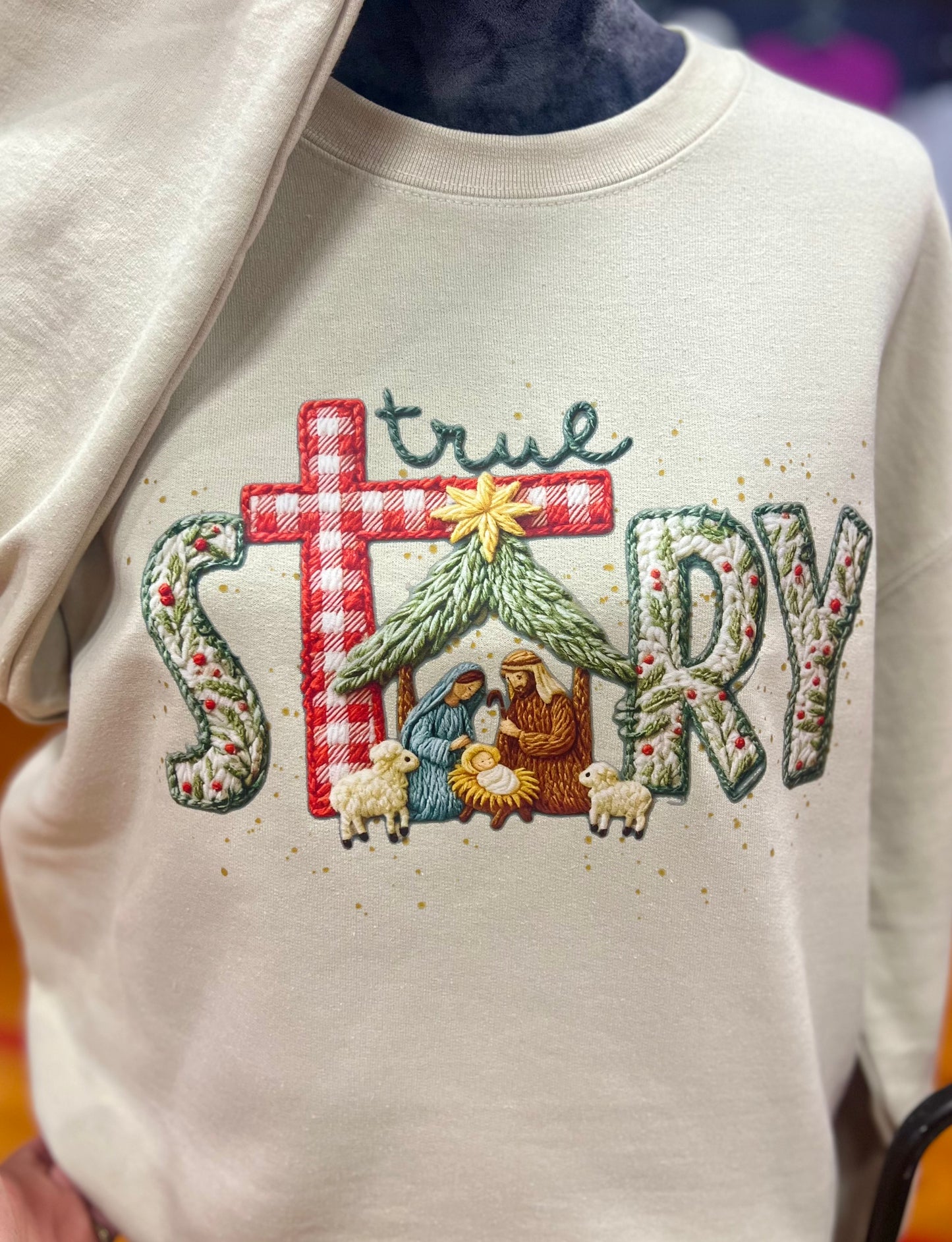 True Story Faux Yarn Crewneck