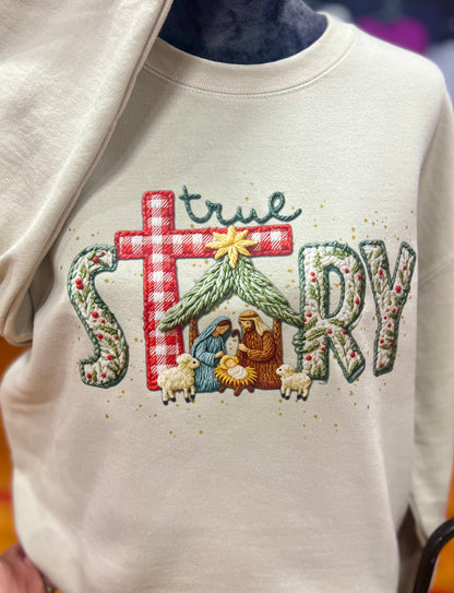 True Story Faux Yarn Crewneck