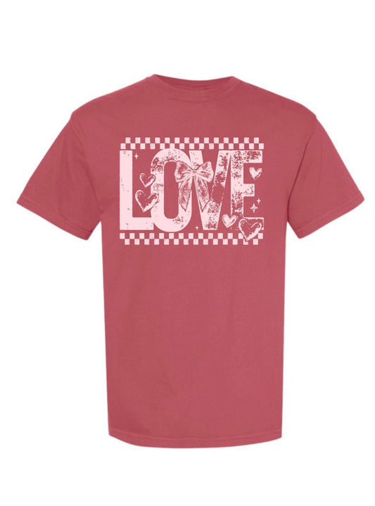 Love Comfort Color Tee in Blossom & Crimson
