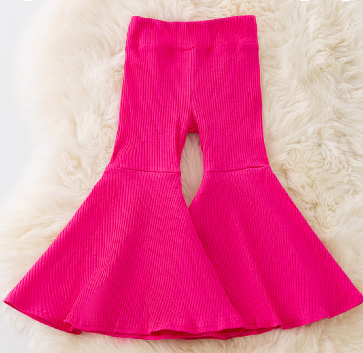 Hot Pink Ribbed Bell Pants