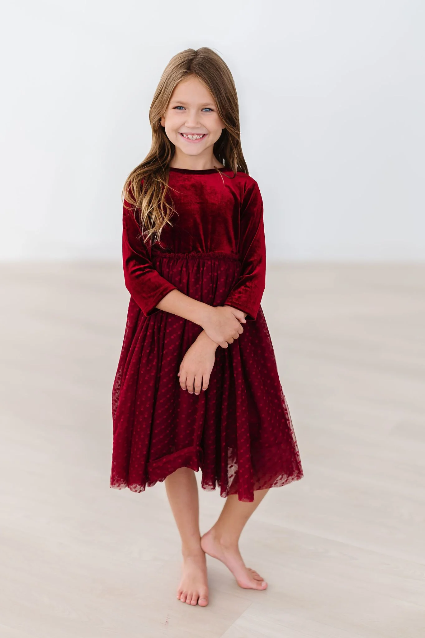 Cranberry Velvet Tulle Dress
