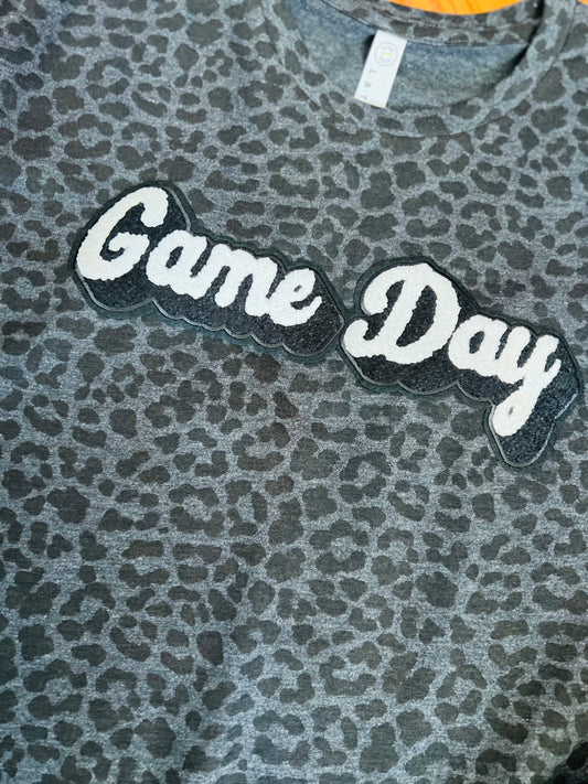 Game Day chenille patch Leopard Tee